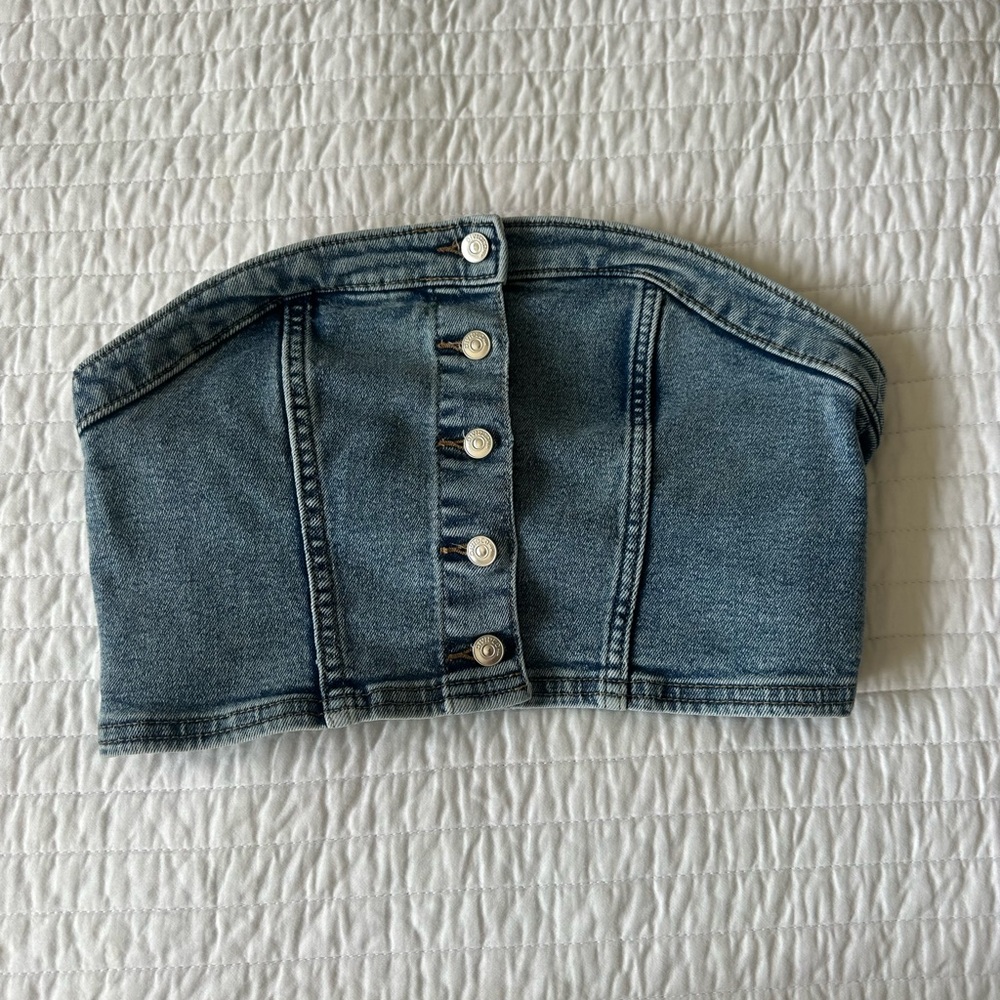 Denim Blue Women's Strapless Top